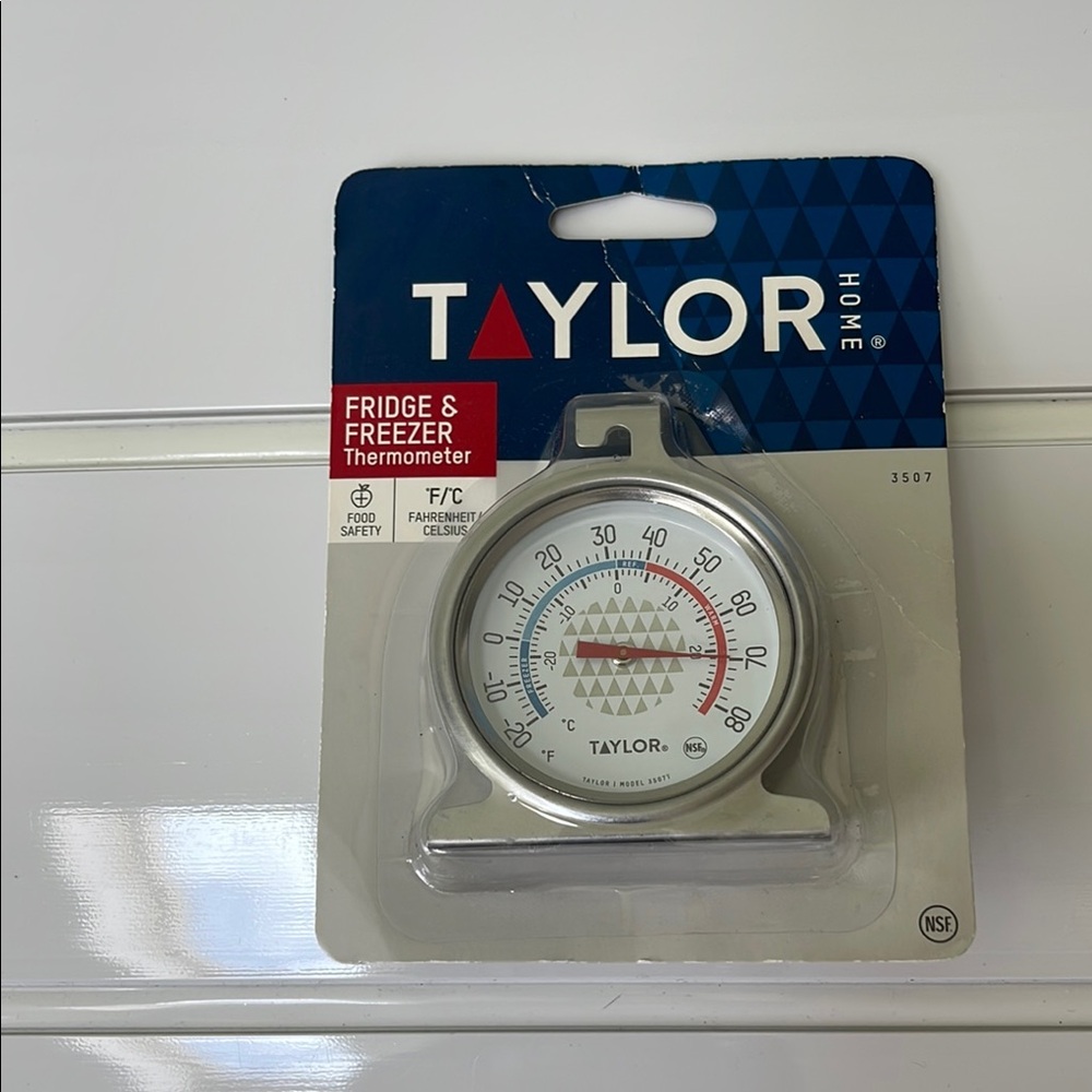 Taylor Silver Fridge & Freezer Thermometer. NEW